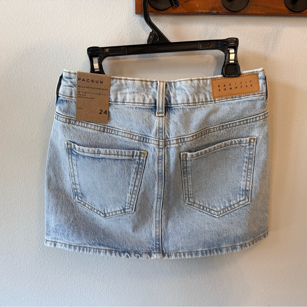 Pacsun Bella Stretch Mid Rise Denim Mini Skirt size 24 - Picture 9 of 12